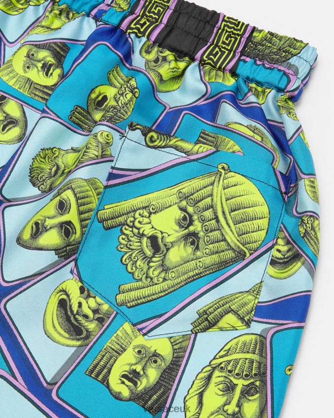 Children Versace Le Maschere Silk Shorts 6D2D062122 Print Clothing