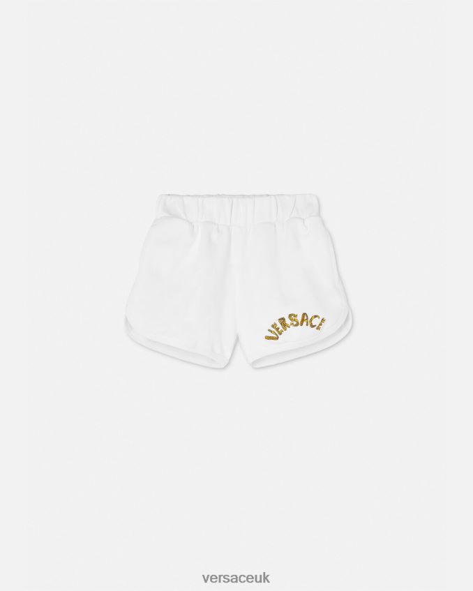 Children Versace Logo Sweat Shorts 6D2D061934 White & Gold Clothing