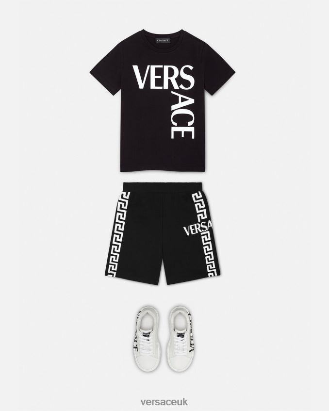 Children Versace Logo Sweat Shorts 6D2D062098 Black Clothing