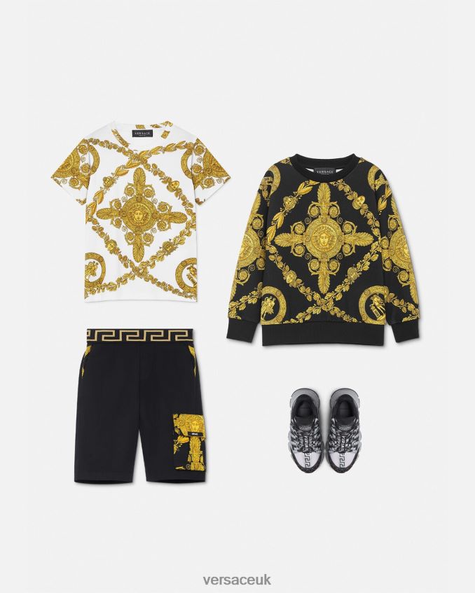Children Versace Maschera Baroque Greca Shorts 6D2D062126 Black Clothing