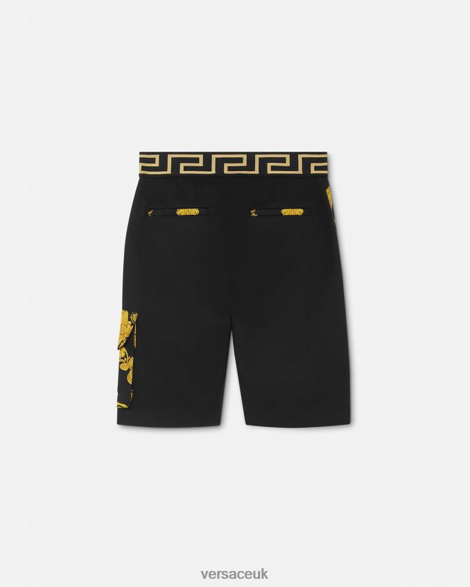 Children Versace Maschera Baroque Greca Shorts 6D2D062126 Black Clothing