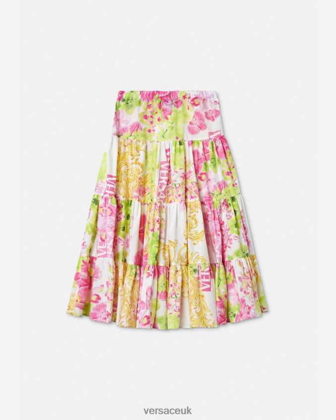 Children Versace Logo Orchid Long Skirt 6D2D061971 White & Print Clothing