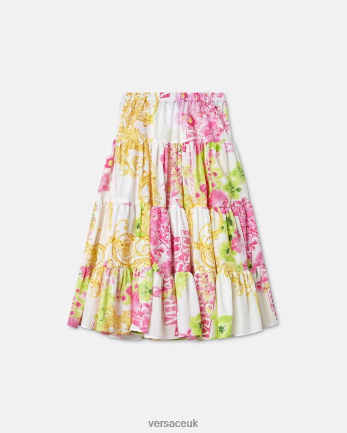 Children Versace Logo Orchid Long Skirt 6D2D061971 White & Print Clothing