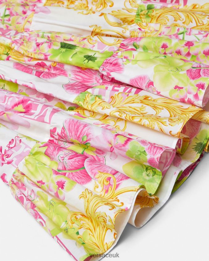 Children Versace Logo Orchid Long Skirt 6D2D061971 White & Print Clothing