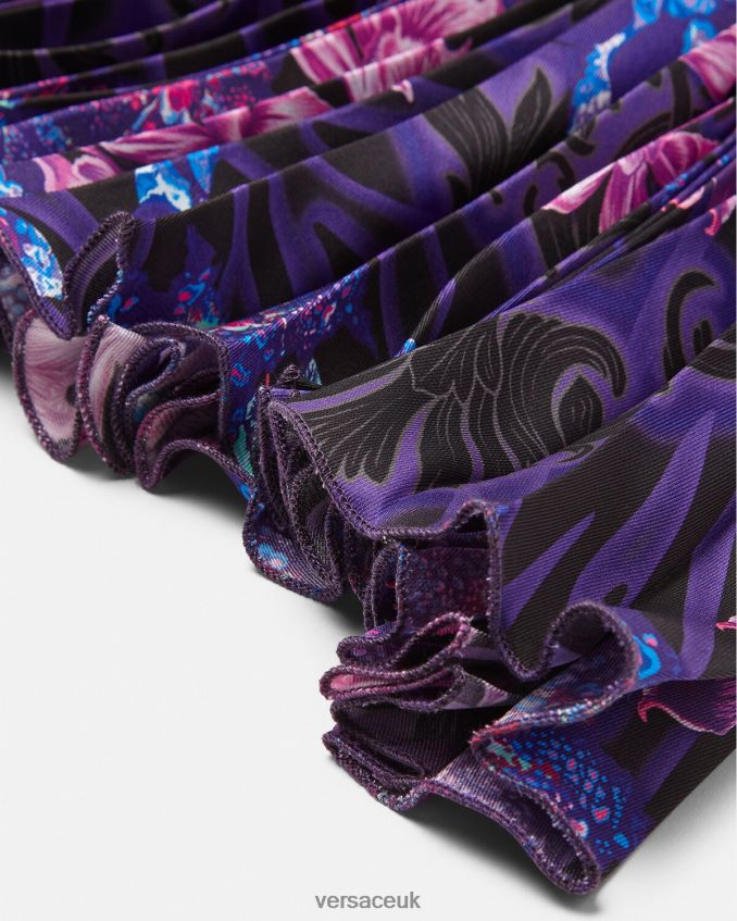 Children Versace Orchid Barocco Pleated Skirt 6D2D062006 Violet & Print Clothing