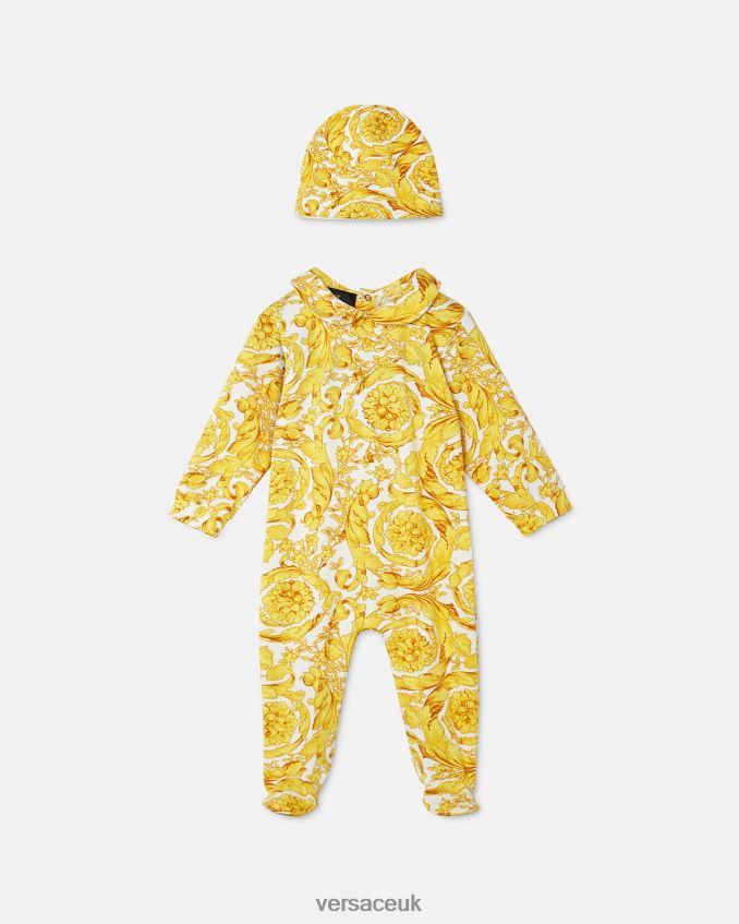 Children Versace Barocco Baby Sleepsuit Set 6D2D061818 Print Clothing