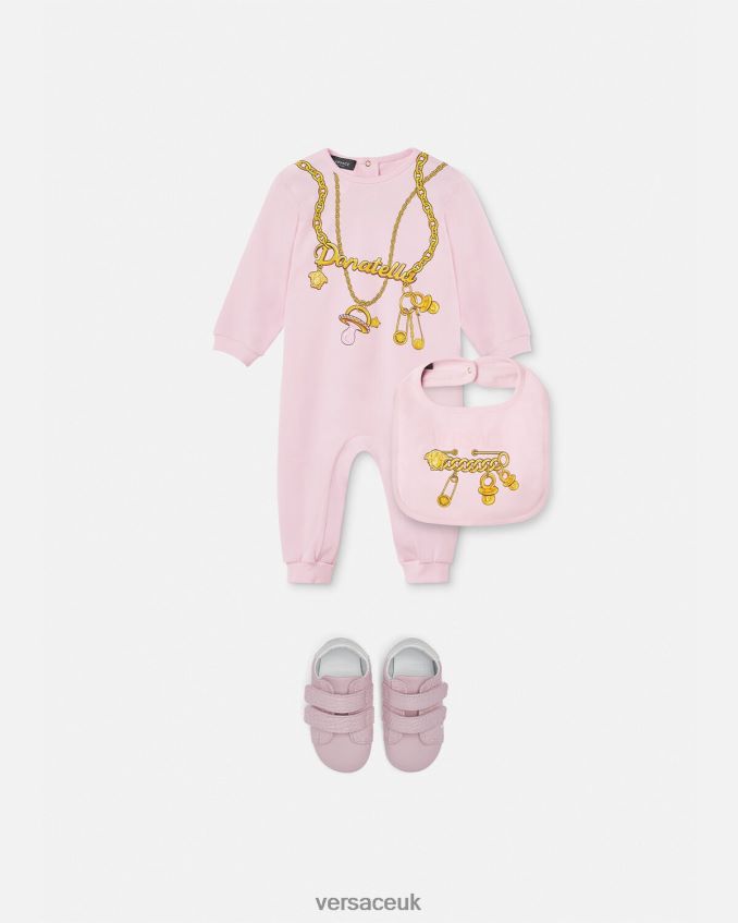 Children Versace Donatella Chain Baby Sleepsuit Set 6D2D061830 Pink Clothing
