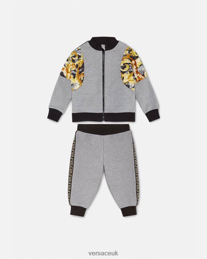 Children Versace Barocco Baby Sweat Set 6D2D061884 Gray & Print Clothing