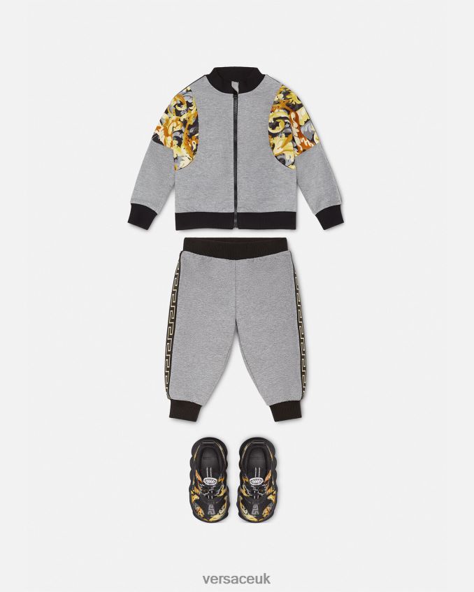 Children Versace Barocco Baby Sweat Set 6D2D061884 Gray & Print Clothing