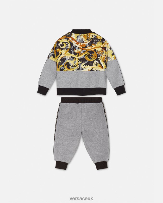 Children Versace Barocco Baby Sweat Set 6D2D061884 Gray & Print Clothing