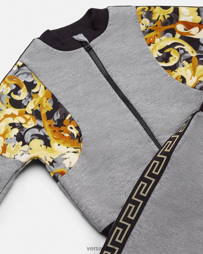 Children Versace Barocco Baby Sweat Set 6D2D061884 Gray & Print Clothing