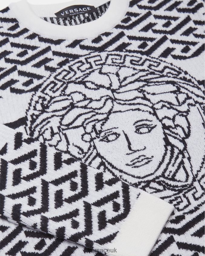 Children Versace Medusa La Greca Sweater 6D2D061992 Black & White Clothing