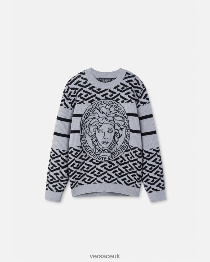 Children Versace Medusa La Greca Sweater 6D2D061994 Gray Clothing