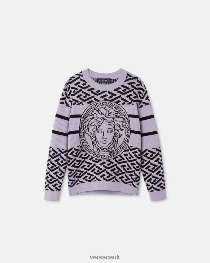 Children Versace Medusa La Greca Sweater 6D2D061995 Lilac Clothing