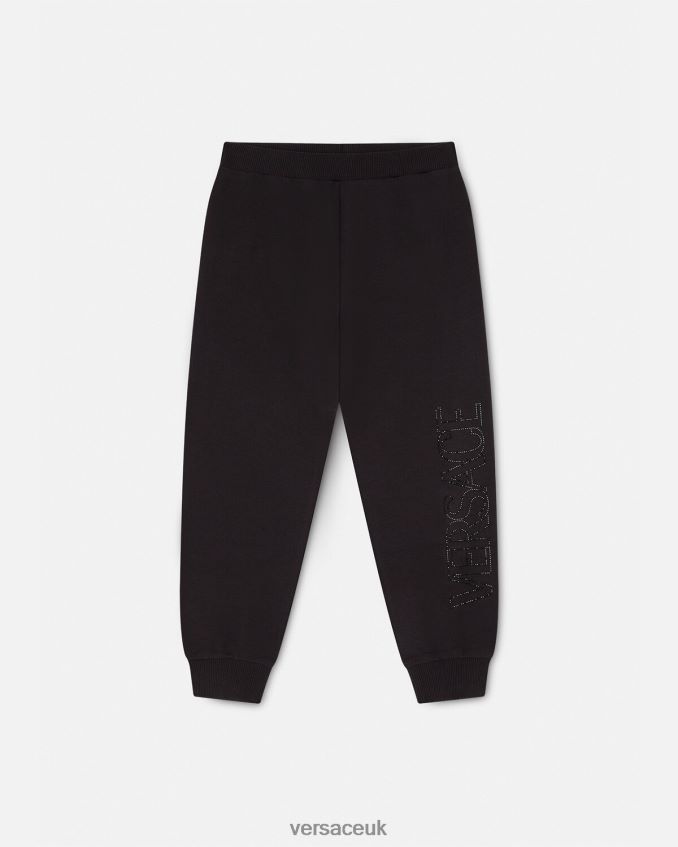 Children Versace Crystal Logo Sweatpants 6D2D062010 Black Clothing