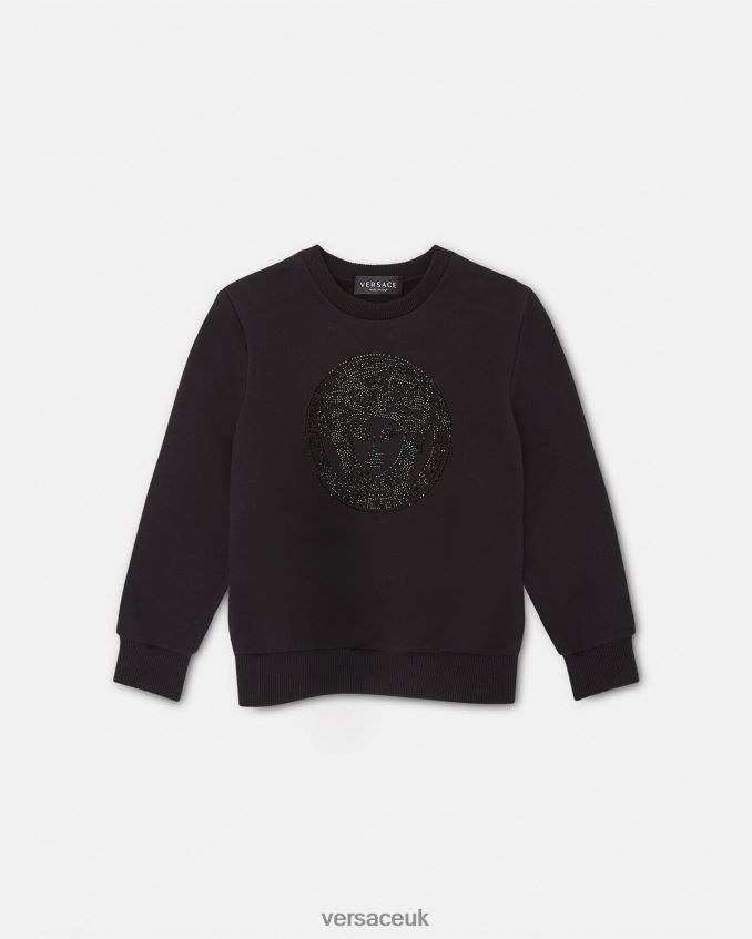 Children Versace Crystal Medusa Sweatshirt 6D2D061998 Black Clothing