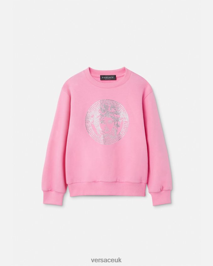 Children Versace Crystal Medusa Sweatshirt 6D2D062001 Pink Clothing