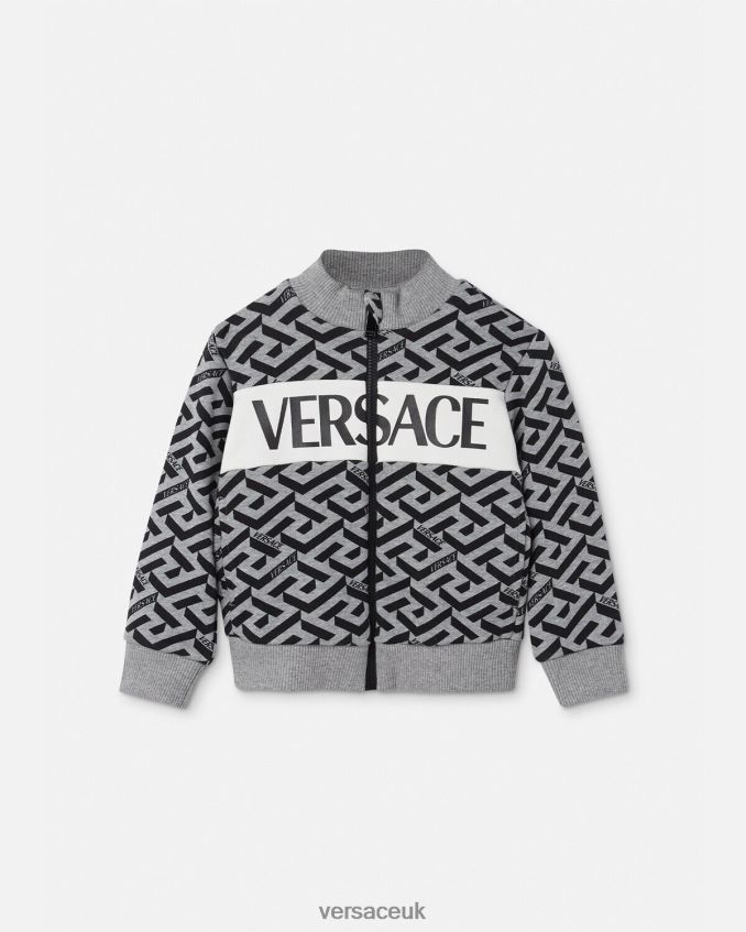 Children Versace La Greca Baby Zip Sweatshirt 6D2D061909 Gray & Print Clothing