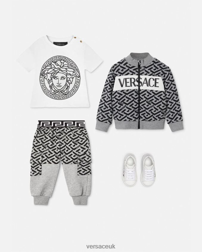 Children Versace La Greca Baby Zip Sweatshirt 6D2D061909 Gray & Print Clothing