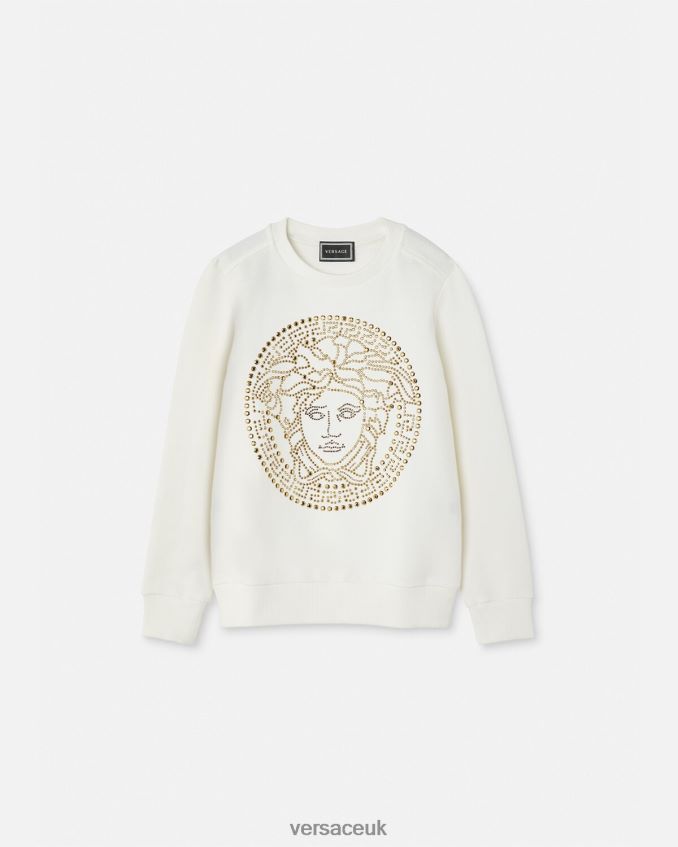Children Versace Studded Medusa Sweatshirt 6D2D061962 White Clothing