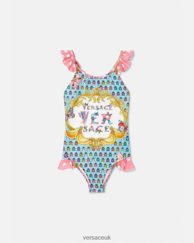 Children Versace Butterflies Swimsuit 6D2D061938 Pink & White Clothing