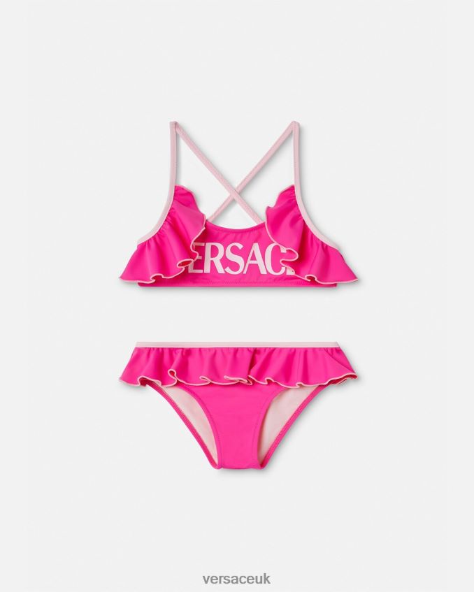 Children Versace Logo Bikini Set 6D2D062017 Fuchsia Clothing