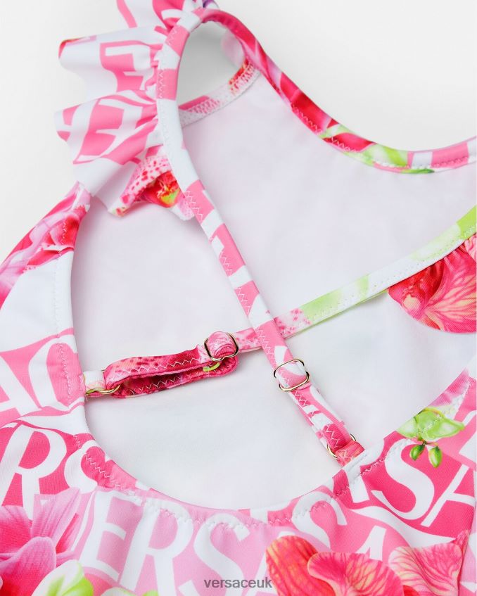Children Versace Logo Orchid Baby Swimsuit 6D2D061865 White & Print Clothing