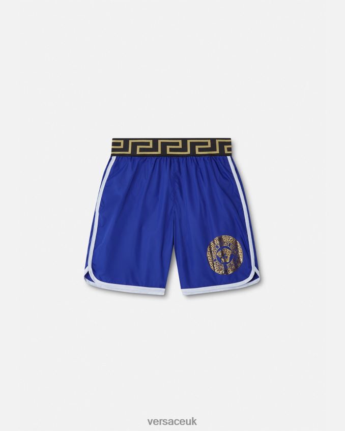 Children Versace Medusa Greca Border Swim Shorts 6D2D062113 Blue Clothing