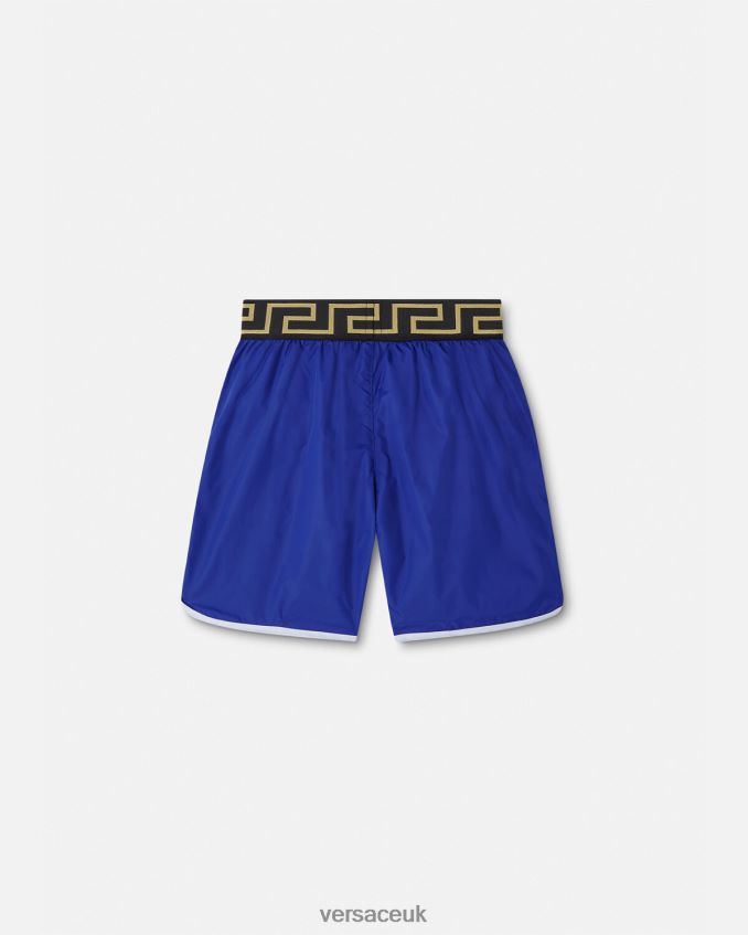 Children Versace Medusa Greca Border Swim Shorts 6D2D062113 Blue Clothing