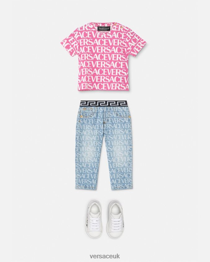 Children Versace Allover Baby T-Shirt 6D2D061920 Pink & Print Clothing