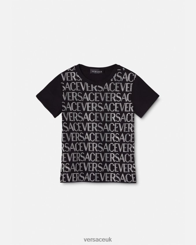 Children Versace Crystal Allover T-Shirt 6D2D062024 Black Clothing