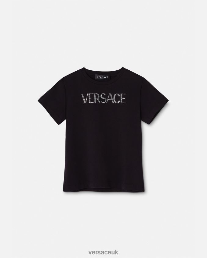 Children Versace Crystal Logo T-Shirt 6D2D062021 Black Clothing