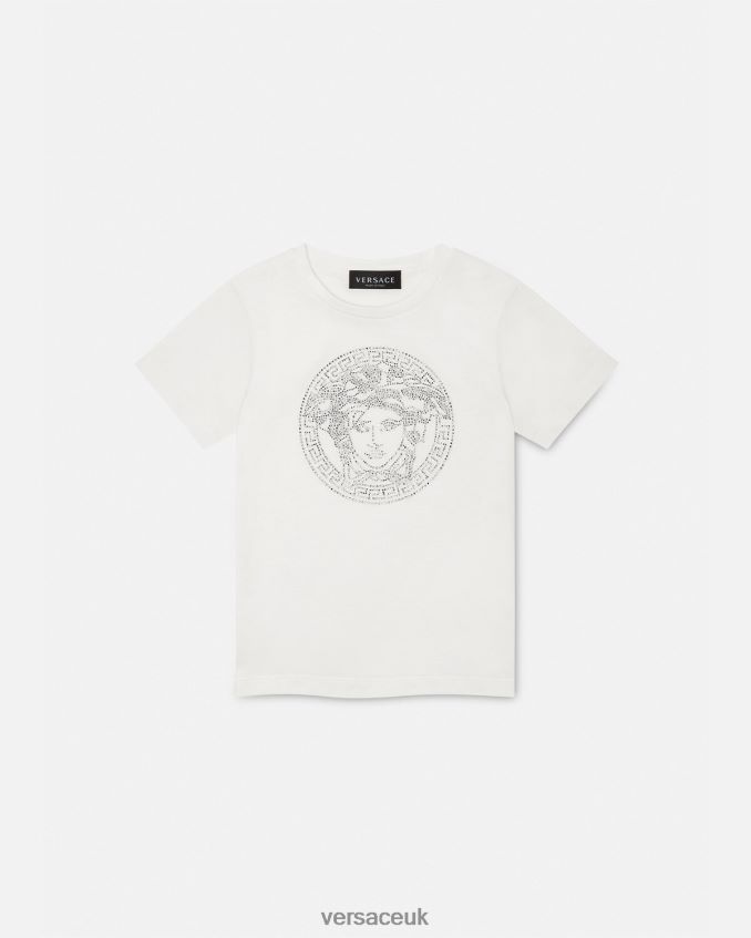 Children Versace Crystal Medusa T-Shirt 6D2D061964 White Clothing