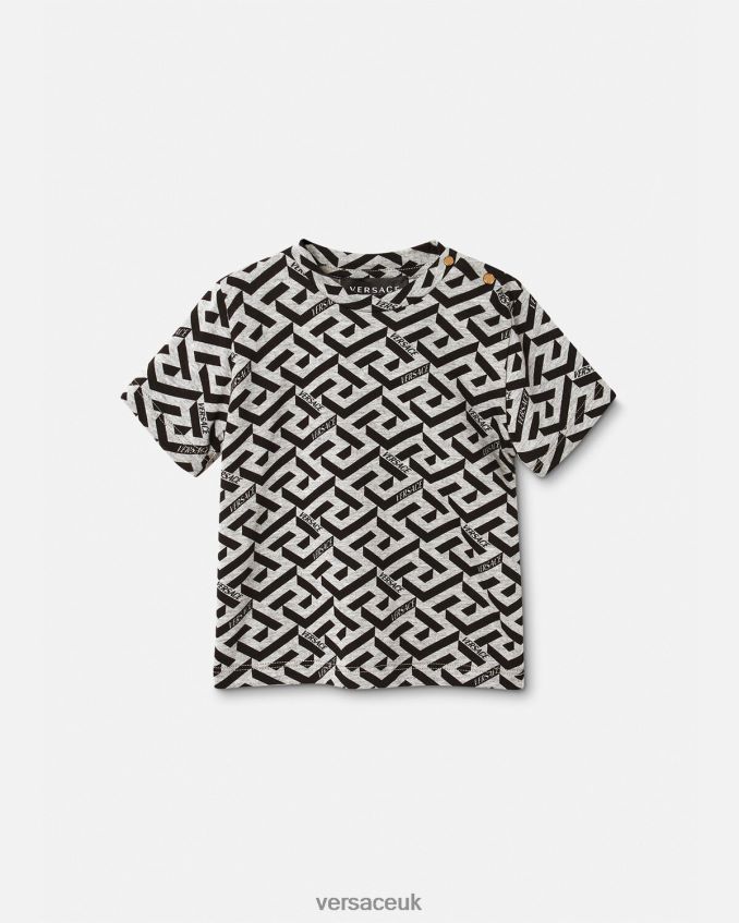 Children Versace La Greca Baby T-Shirt 6D2D061910 Gray & Print Clothing