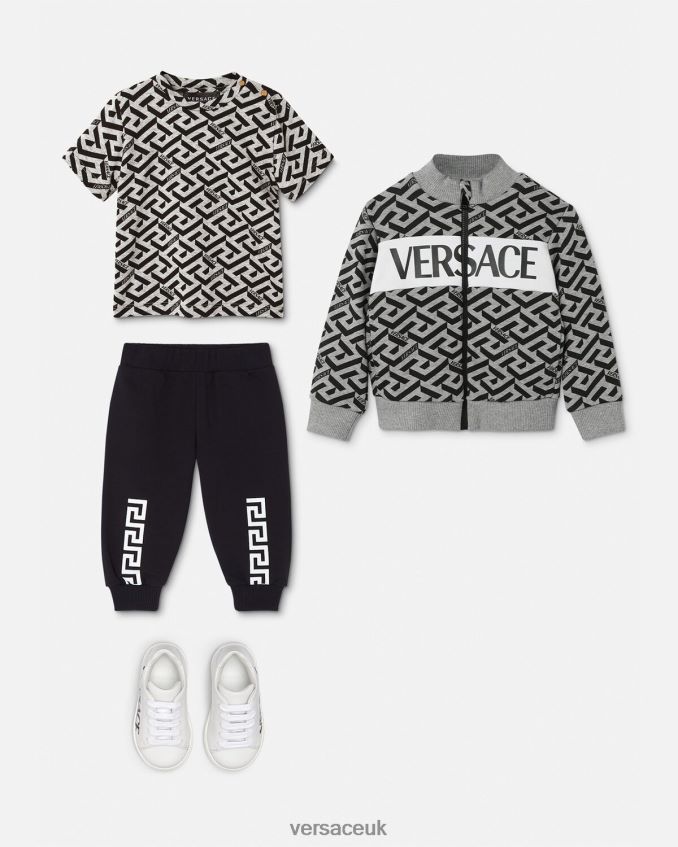 Children Versace La Greca Baby T-Shirt 6D2D061910 Gray & Print Clothing