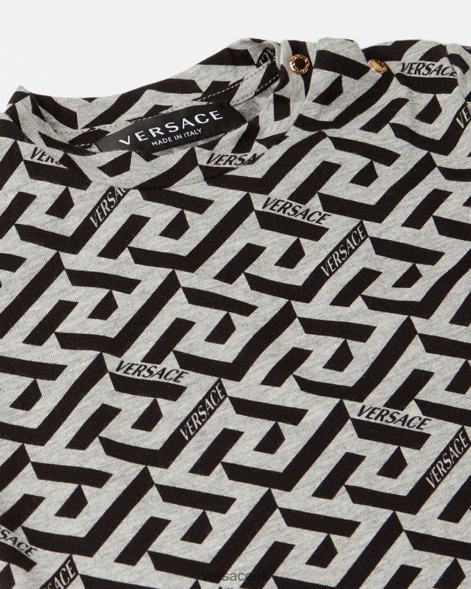 Children Versace La Greca Baby T-Shirt 6D2D061910 Gray & Print Clothing