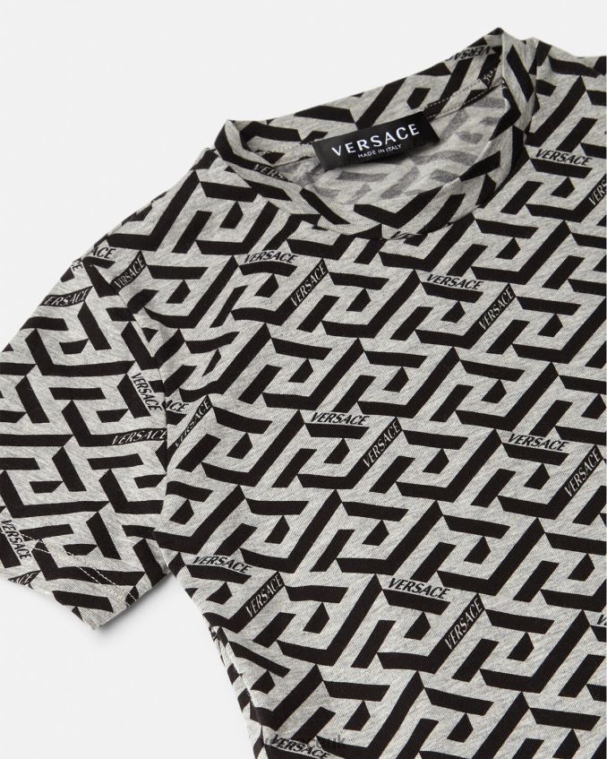 Children Versace La Greca T-Shirt 6D2D062115 Gray & Print Clothing