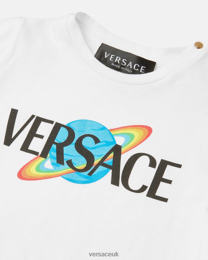 Children Versace Logo Baby T-Shirt 6D2D061883 White & Print Clothing