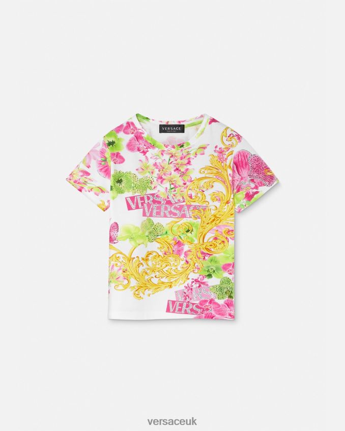 Children Versace Logo Orchid T-Shirt 6D2D061970 White & Print Clothing