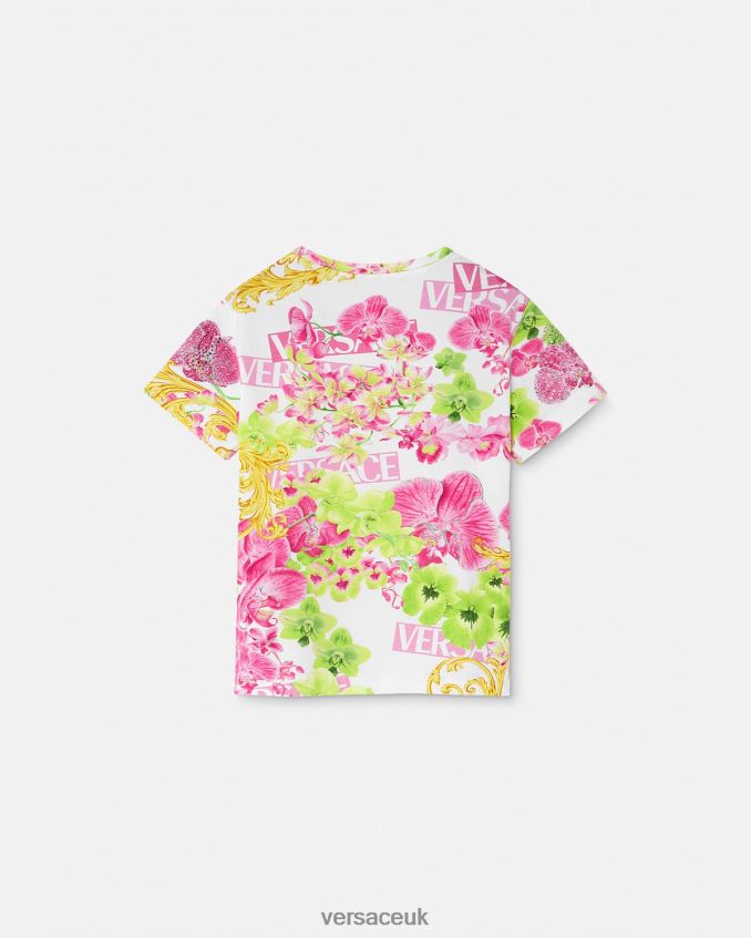 Children Versace Logo Orchid T-Shirt 6D2D061970 White & Print Clothing