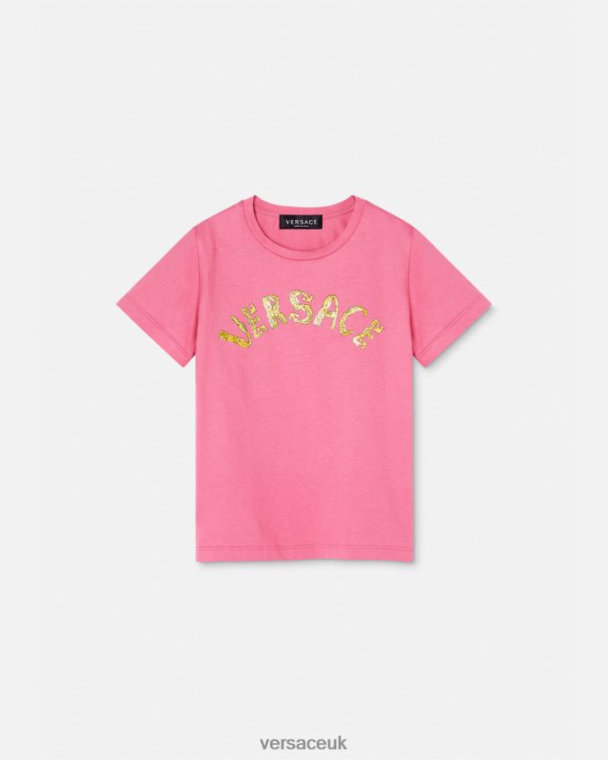 Children Versace Logo T-Shirt 6D2D061932 Pink Clothing