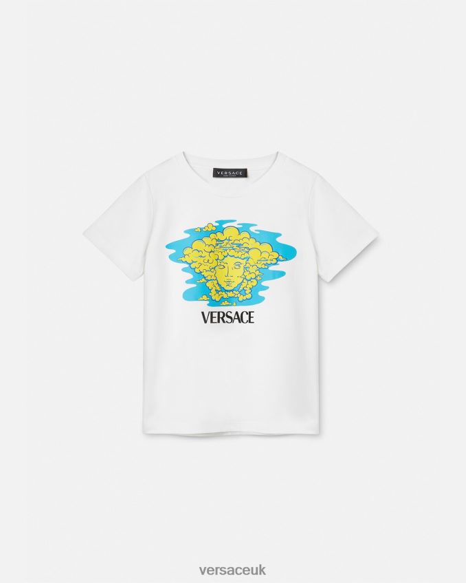 Children Versace Medusa Logo T-Shirt 6D2D062127 White & Print Clothing