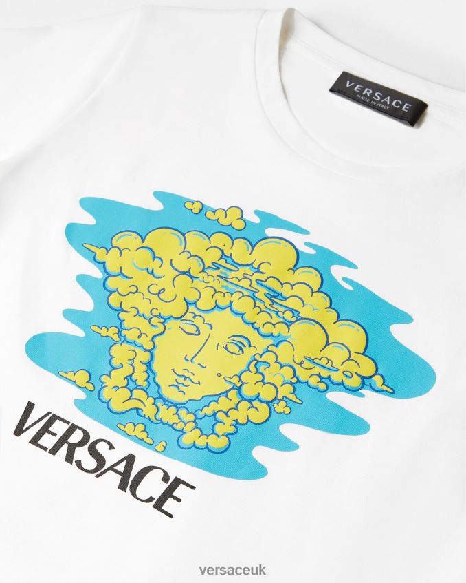 Children Versace Medusa Logo T-Shirt 6D2D062127 White & Print Clothing
