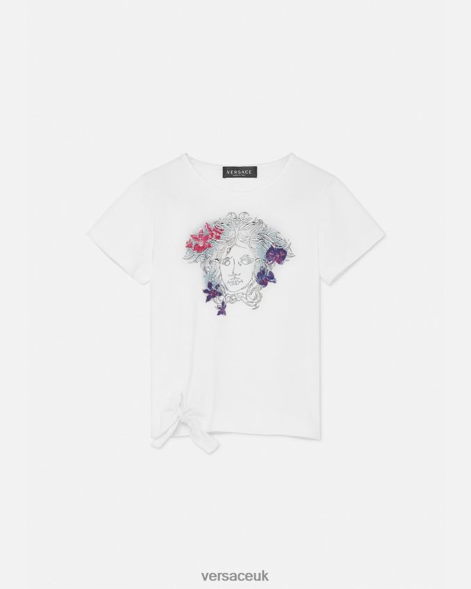 Children Versace Orchid Medusa T-Shirt 6D2D062003 White & Print Clothing