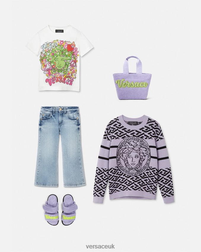 Children Versace \"Peace & Love\" Medusa T-Shirt 6D2D062002 White & Print Clothing