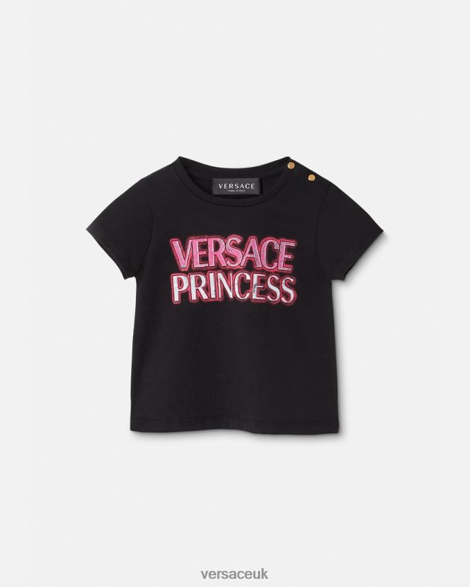 Children Versace "Princess" Logo Baby T-Shirt 6D2D061867 Black Clothing