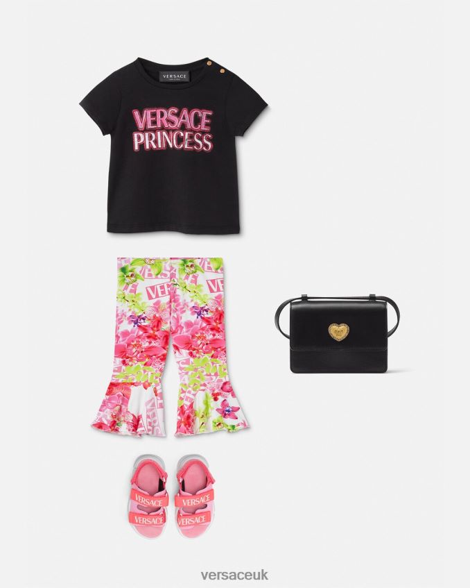Children Versace \"Princess\" Logo Baby T-Shirt 6D2D061867 Black Clothing