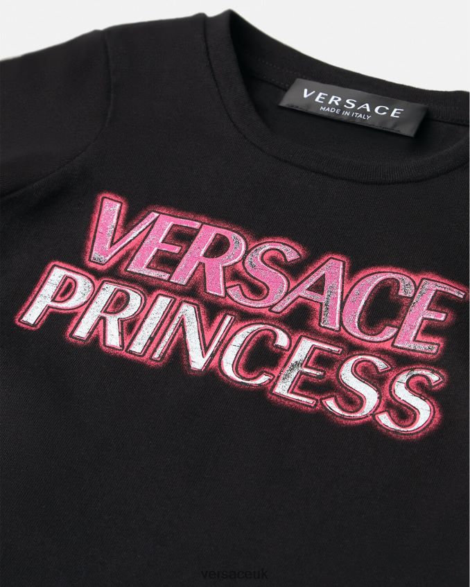 Children Versace \"Princess\" Logo Baby T-Shirt 6D2D061867 Black Clothing