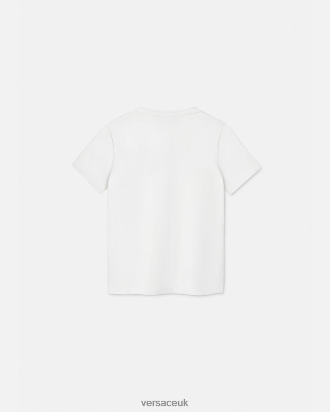 Children Versace Safety Pin T-Shirt 6D2D062008 White & Print Clothing