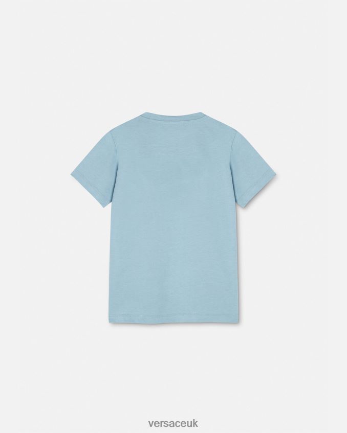 Children Versace Seashell Baroque T-Shirt 6D2D062084 Light Blue Clothing